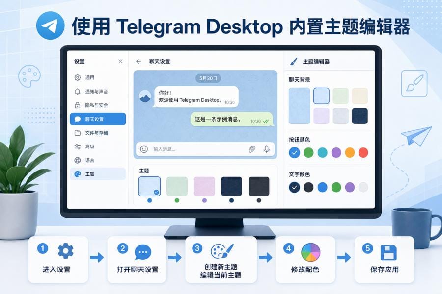 Telegram 电脑版主题菜单设置