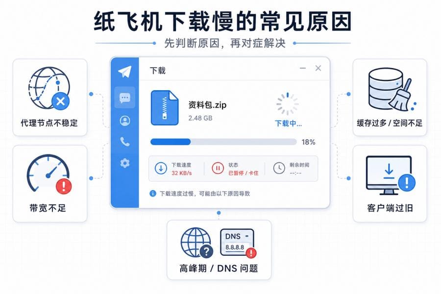 纸飞机下载卡顿怎么办?下载很慢的 9 个解决方法 配图 1
