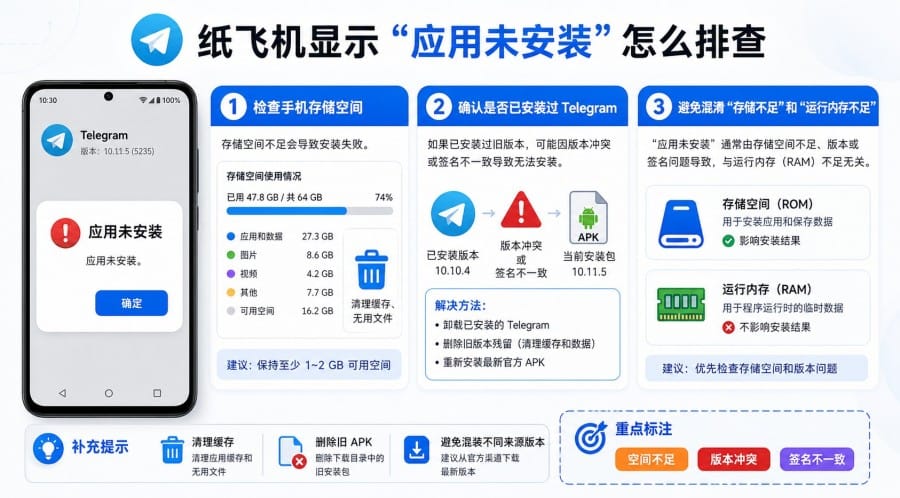 纸飞机 APK 安装失败怎么办?Telegram 安卓安装问题排查教程 配图 3