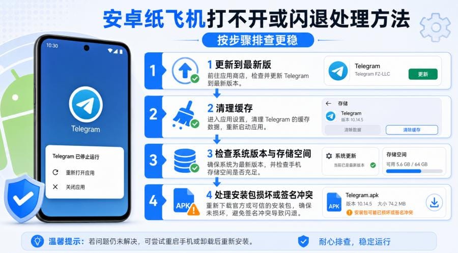 纸飞机下载后打不开怎么办?闪退、连接中和无法登录排查教程 配图 3