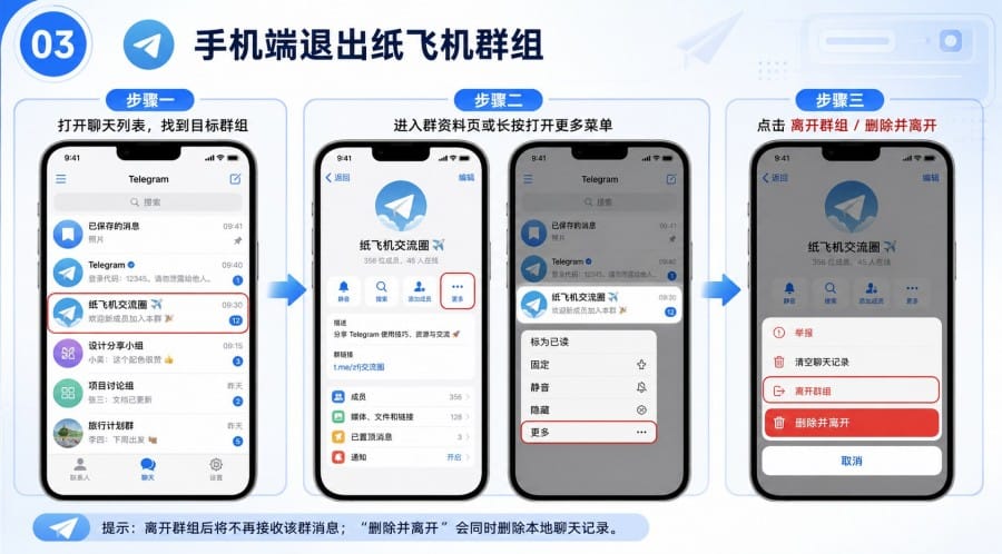 纸飞机怎么退出群组? image 2