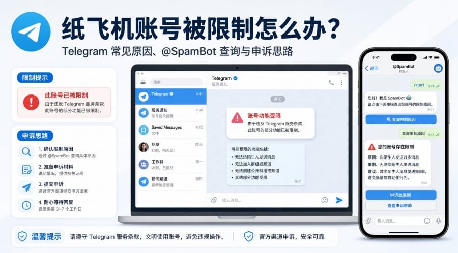 纸飞机账号被限制怎么办?