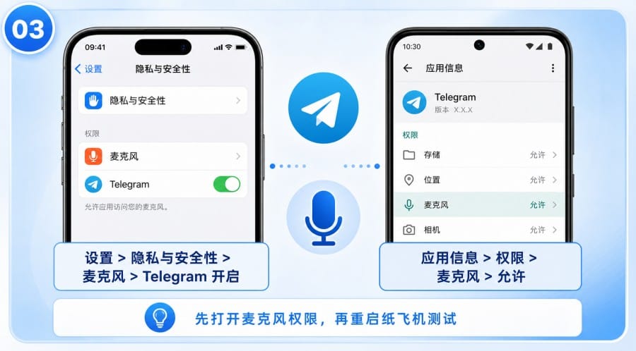 纸飞机语音消息发不出去怎么办? - step 2