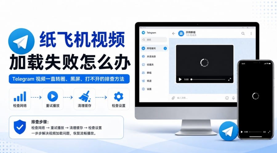 纸飞机视频加载失败怎么办?Telegram 视频一直转圈、黑屏的排查方法