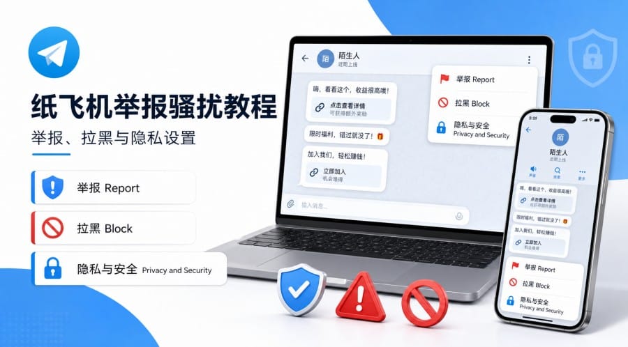 纸飞机收到骚扰信息怎么办?举报、拉黑与隐私设置教程