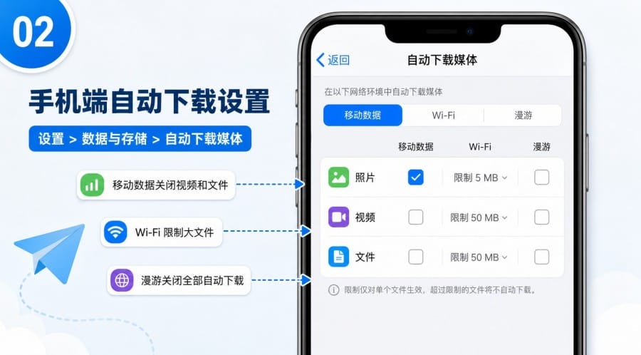 纸飞机自动下载怎么关闭流量和存储空间设置教程 - 配图 1