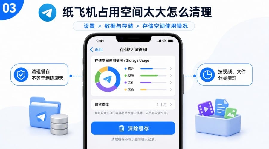 纸飞机自动下载怎么关闭流量和存储空间设置教程 - 配图 2