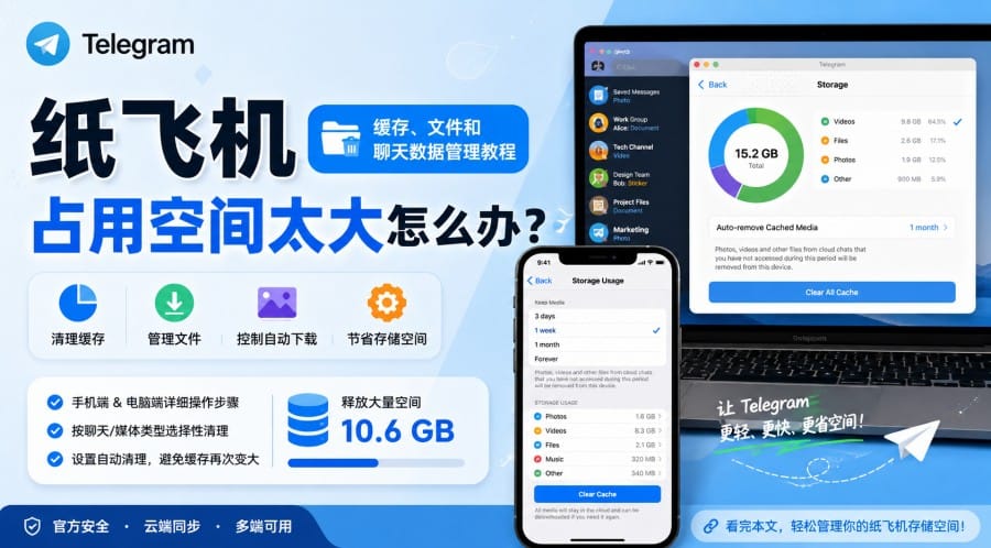纸飞机占用空间太大怎么办?缓存、文件与聊天数据清理教程